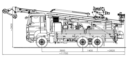 Wiertnica samochodowa H61S - w pozycji roboczej